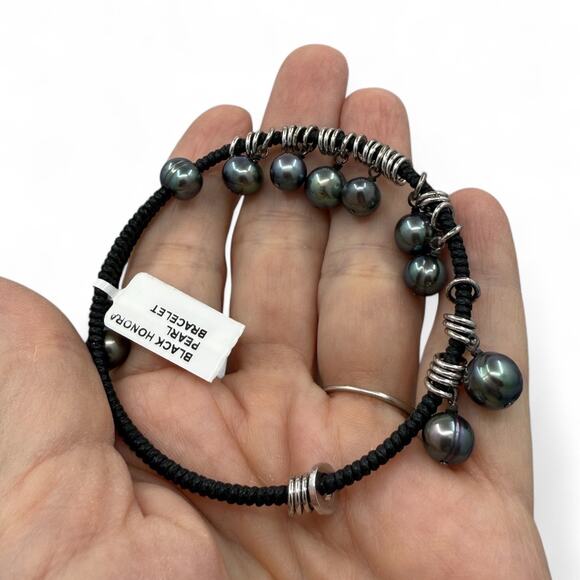 Honora Cultured Freshwater Pearl Bangle Bracelet Peacock Pearls - Picture 3 of 3